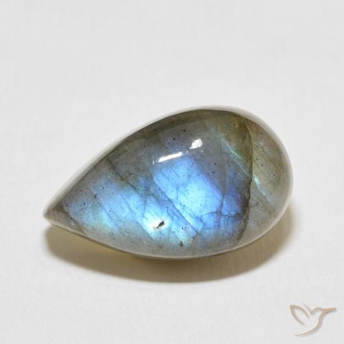 11.18ct طبيعي متعدد الألوان لابرادوريت, شكل الكمثرى, نصف شفاف