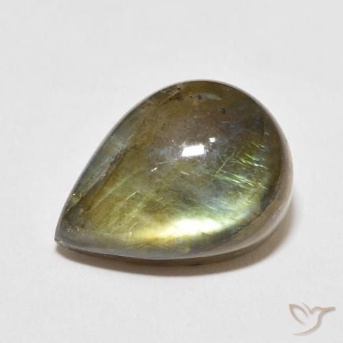 13.30ct طبيعي متعدد الألوان لابرادوريت, شكل الكمثرى, نصف شفاف