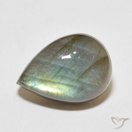 14.15ct طبيعي متعدد الألوان لابرادوريت, شكل الكمثرى, نصف شفاف