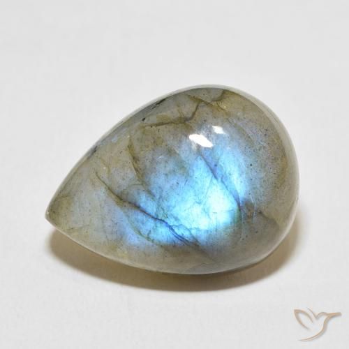 17.73ct طبيعي متعدد الألوان لابرادوريت, شكل الكمثرى, نصف شفاف