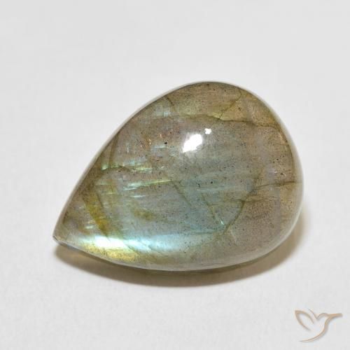 15.65ct طبيعي متعدد الألوان لابرادوريت, شكل الكمثرى, نصف شفاف