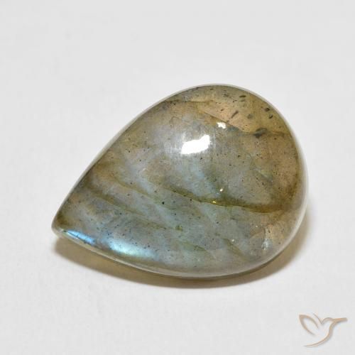 14.28ct طبيعي متعدد الألوان لابرادوريت, شكل الكمثرى, نصف شفاف