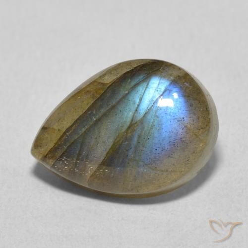 5.77ct طبيعي متعدد الألوان لابرادوريت, شكل الكمثرى, نصف شفاف