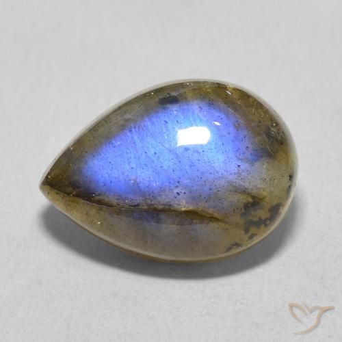 5.98ct طبيعي متعدد الألوان لابرادوريت, شكل الكمثرى, نصف شفاف