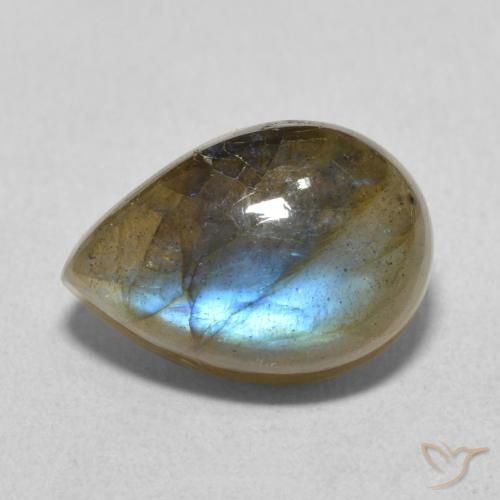 6.53ct طبيعي متعدد الألوان لابرادوريت, شكل الكمثرى, نصف شفاف