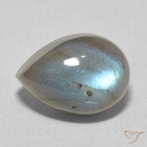 7.36ct طبيعي متعدد الألوان لابرادوريت, شكل الكمثرى, نصف شفاف