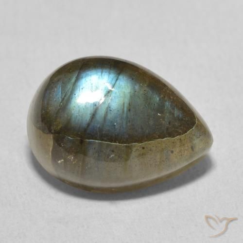 7.21ct طبيعي متعدد الألوان لابرادوريت, شكل الكمثرى, نصف شفاف