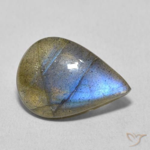 3.98ct طبيعي متعدد الألوان لابرادوريت, شكل الكمثرى, نصف شفاف
