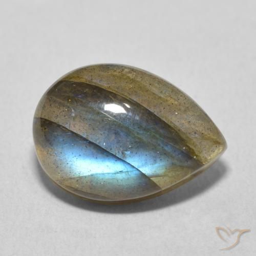 6.00ct طبيعي متعدد الألوان لابرادوريت, شكل الكمثرى, شفاف / نصف شفاف