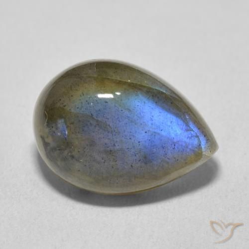 6.49ct طبيعي متعدد الألوان لابرادوريت, شكل الكمثرى, نصف شفاف