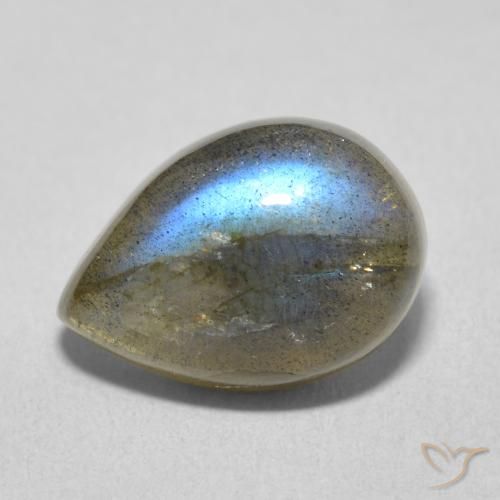 6.16ct طبيعي متعدد الألوان لابرادوريت, شكل الكمثرى, نصف شفاف