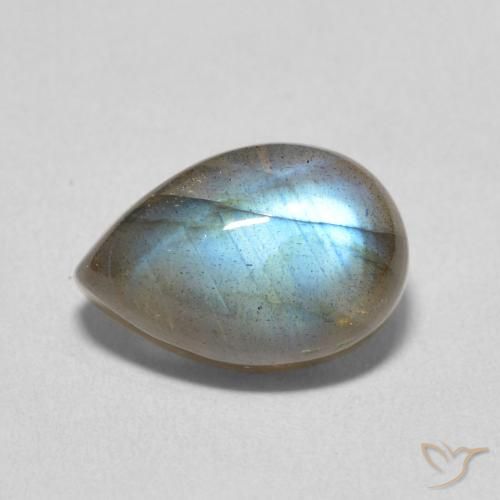 3.96ct طبيعي متعدد الألوان لابرادوريت, شكل الكمثرى, نصف شفاف