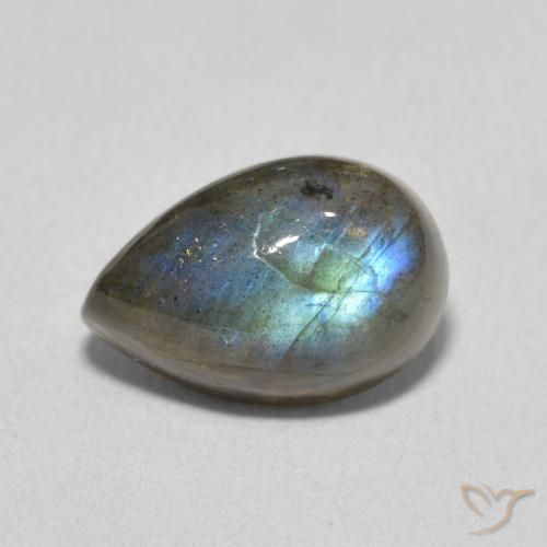 3.75ct طبيعي متعدد الألوان لابرادوريت, شكل الكمثرى, نصف شفاف