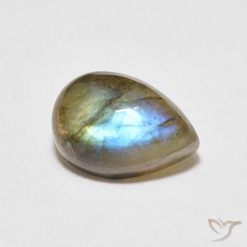 2.74ct طبيعي متعدد الألوان لابرادوريت, شكل الكمثرى, نصف شفاف