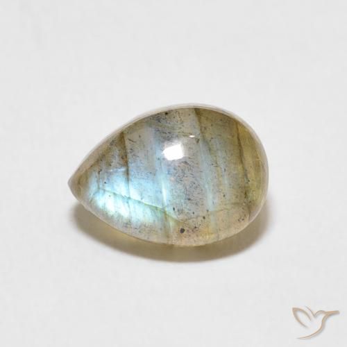 2.44ct طبيعي متعدد الألوان لابرادوريت, شكل الكمثرى, نصف شفاف
