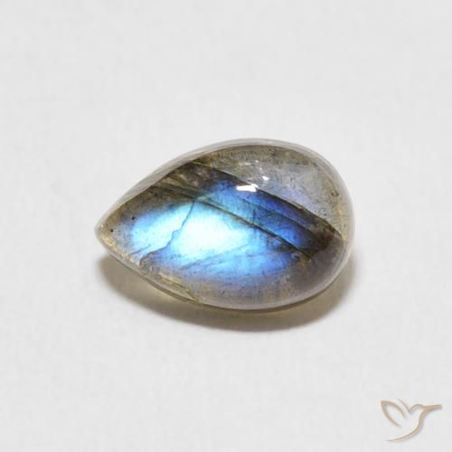 1.69ct طبيعي متعدد الألوان لابرادوريت, شكل الكمثرى, نصف شفاف