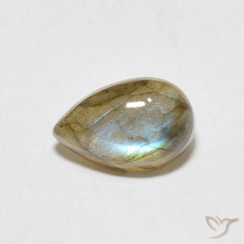 1.63ct طبيعي متعدد الألوان لابرادوريت, شكل الكمثرى, نصف شفاف
