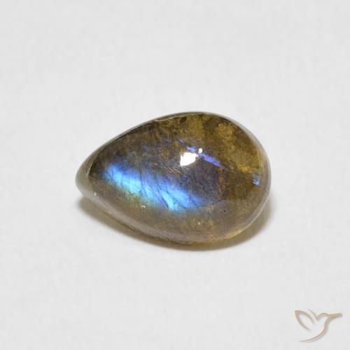 1.66ct طبيعي متعدد الألوان لابرادوريت, شكل الكمثرى, نصف شفاف