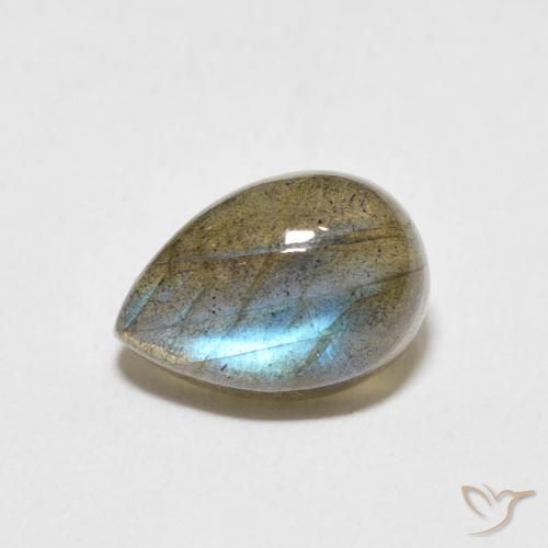 2.78ct طبيعي متعدد الألوان لابرادوريت, شكل الكمثرى, نصف شفاف
