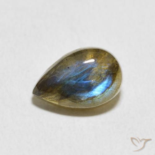 1.63ct طبيعي متعدد الألوان لابرادوريت, شكل الكمثرى, نصف شفاف