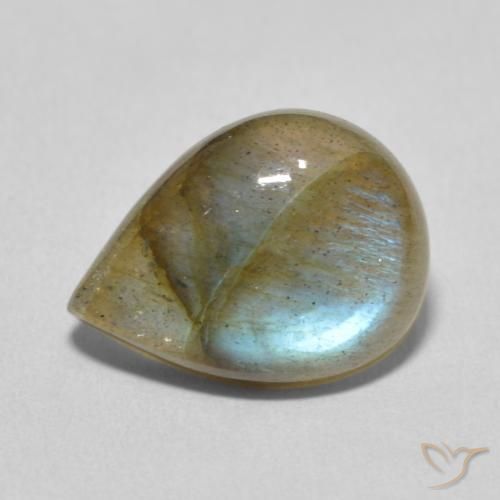 7.21ct طبيعي متعدد الألوان لابرادوريت, شكل الكمثرى, نصف شفاف