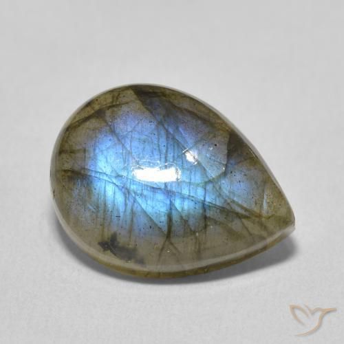 8.49ct طبيعي متعدد الألوان لابرادوريت, شكل الكمثرى, نصف شفاف