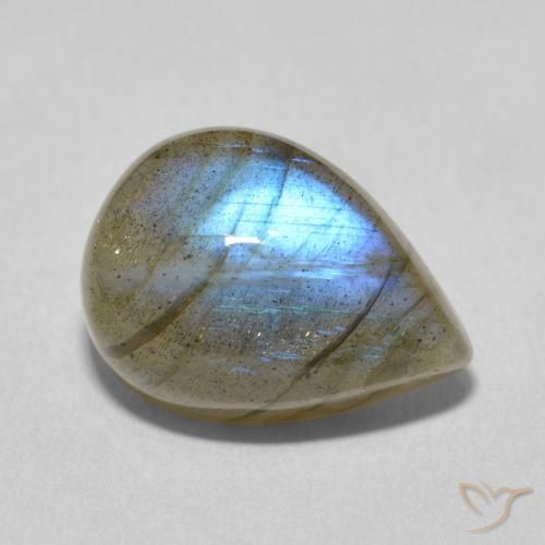 9.47ct طبيعي متعدد الألوان لابرادوريت, شكل الكمثرى, نصف شفاف