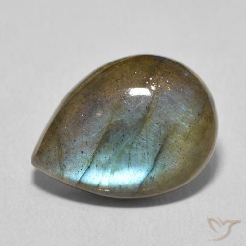 7.27ct طبيعي متعدد الألوان لابرادوريت, شكل الكمثرى, نصف شفاف