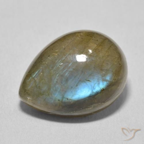 10.63ct طبيعي متعدد الألوان لابرادوريت, شكل الكمثرى, نصف شفاف