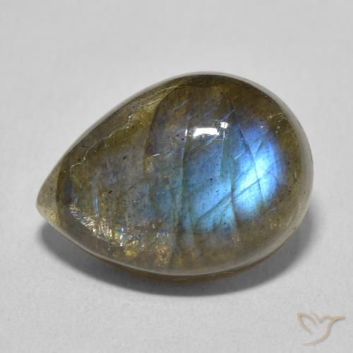 8.87ct طبيعي متعدد الألوان لابرادوريت, شكل الكمثرى, نصف شفاف