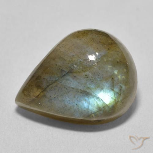 9.59ct طبيعي متعدد الألوان لابرادوريت, شكل الكمثرى, نصف شفاف