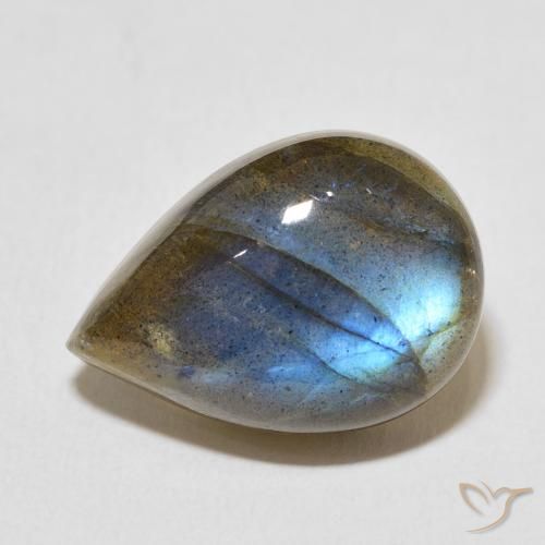 11.31ct طبيعي متعدد الألوان لابرادوريت, شكل الكمثرى, نصف شفاف