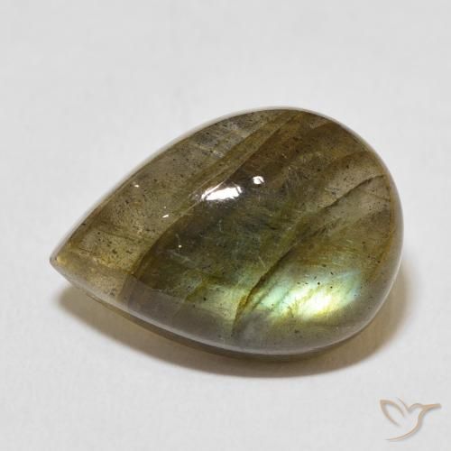 12.43ct طبيعي متعدد الألوان لابرادوريت, شكل الكمثرى, نصف شفاف