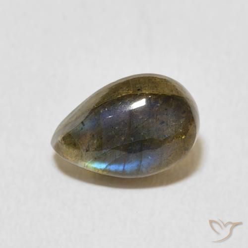 1.66ct طبيعي متعدد الألوان لابرادوريت, شكل الكمثرى, نصف شفاف