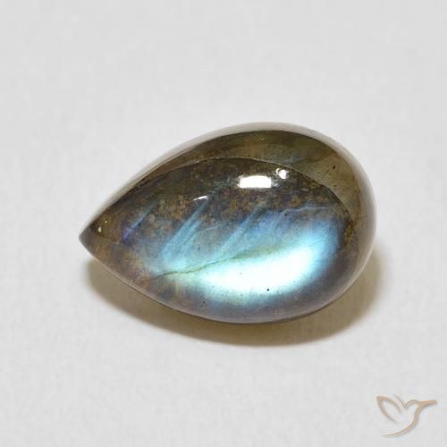 4.07ct طبيعي متعدد الألوان لابرادوريت, شكل الكمثرى, نصف شفاف