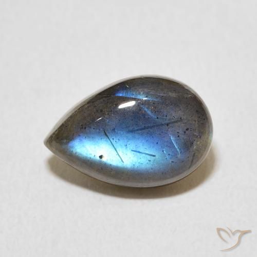 3.83ct طبيعي متعدد الألوان لابرادوريت, شكل الكمثرى, نصف شفاف