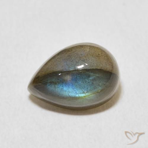 2.84ct طبيعي متعدد الألوان لابرادوريت, شكل الكمثرى, نصف شفاف