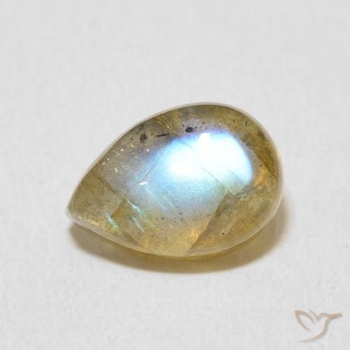 2.55ct طبيعي متعدد الألوان لابرادوريت, شكل الكمثرى, نصف شفاف