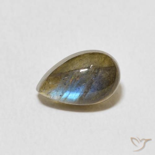 1.12ct طبيعي متعدد الألوان لابرادوريت, شكل الكمثرى, نصف شفاف