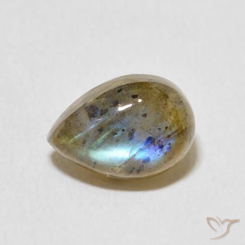 2.51ct طبيعي متعدد الألوان لابرادوريت, شكل الكمثرى, نصف شفاف