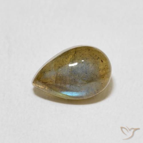 1.66ct طبيعي متعدد الألوان لابرادوريت, شكل الكمثرى, نصف شفاف