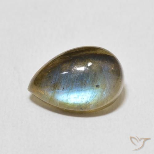 3.43ct طبيعي متعدد الألوان لابرادوريت, شكل الكمثرى, نصف شفاف