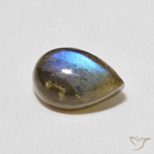 4.00ct طبيعي متعدد الألوان لابرادوريت, شكل الكمثرى, نصف شفاف