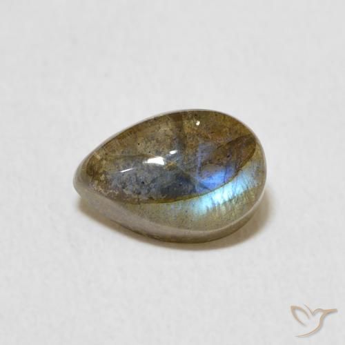 1.87ct طبيعي متعدد الألوان لابرادوريت, شكل الكمثرى, نصف شفاف