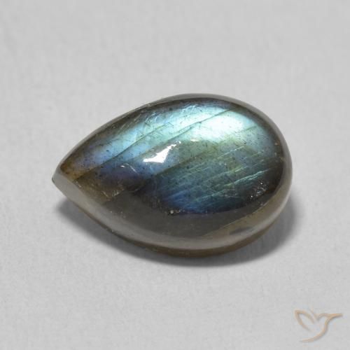 4.13ct طبيعي متعدد الألوان لابرادوريت, شكل الكمثرى, نصف شفاف