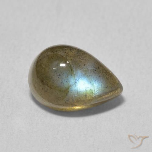 2.43ct طبيعي متعدد الألوان لابرادوريت, شكل الكمثرى, نصف شفاف