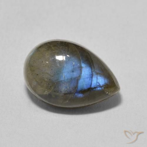 4.10ct طبيعي متعدد الألوان لابرادوريت, شكل الكمثرى, نصف شفاف