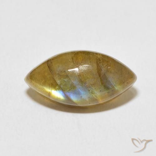 5.61ct طبيعي متعدد الألوان لابرادوريت, ماركيز, نصف شفاف