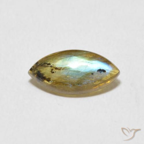 0.95ct طبيعي متعدد الألوان لابرادوريت, ماركيز, نصف شفاف