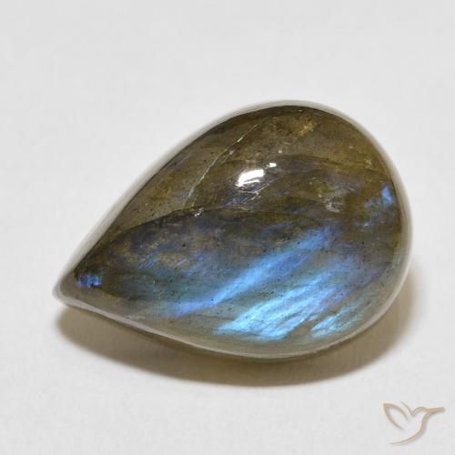 12.37ct طبيعي متعدد الألوان لابرادوريت, شكل الكمثرى, نصف شفاف